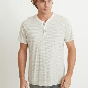 Marine Layer Striped Henley T-Shirt Cotton Short Sleeve Casual Men’s L/XL